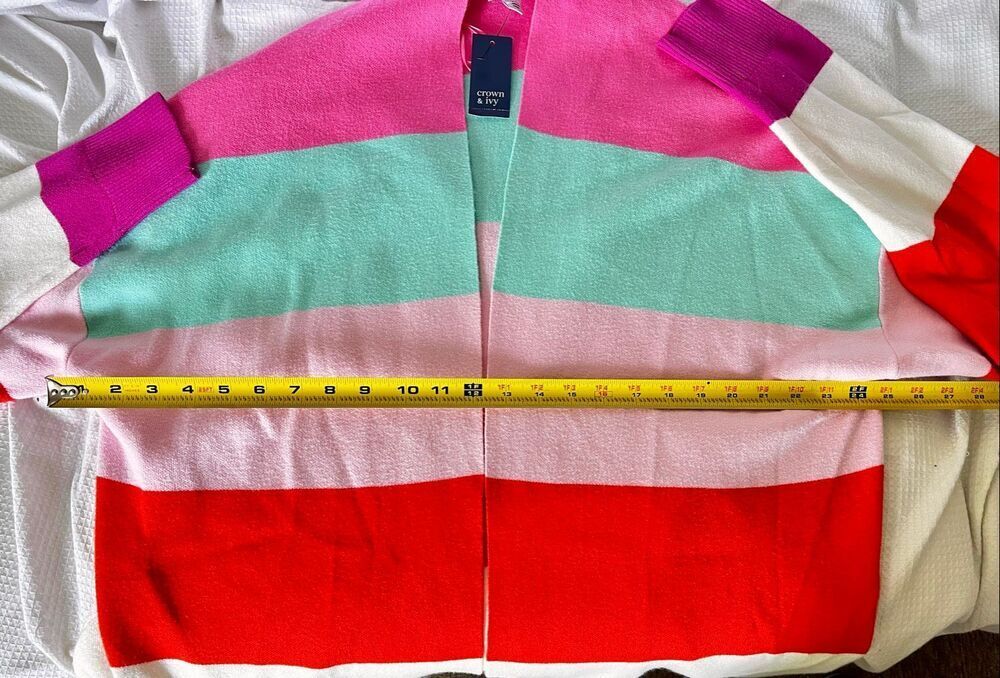 NWT Crown & Ivy Women's Color Block Open Front Cardigan Size XL Multicolor - Picture 5 of 9